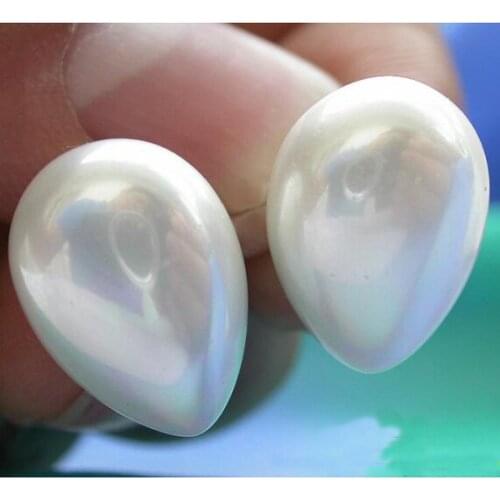 New Favorite Pearl Jewelry Huge Size 17mm Drip White South Sea Shell Pearls 14K/20 Gold Stud Earrings Wedding Birthday Gift