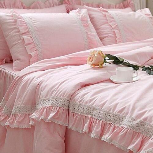 New ruffle lace bedding set elegant princess bedding matching duvet cover bedspread emboridery bed clothes wedding decoration