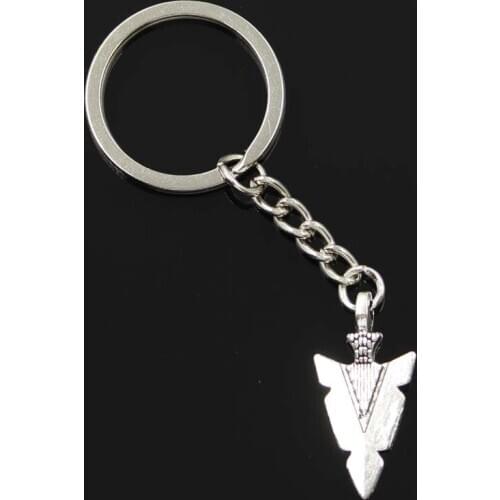 New Fashion Men 30mm Keychain DIY Metal Holder Chain Vintage Indian Arrowhead Dagger 28x15mm Silver Color Pendant Gift