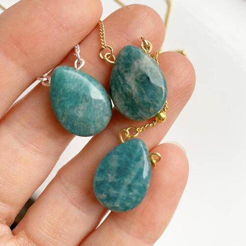 Natural Stone Pendant Necklace Can be Customized Green Stone Necklace Gold/Silver Color Ball Chain Jewelry for Women 2020 New