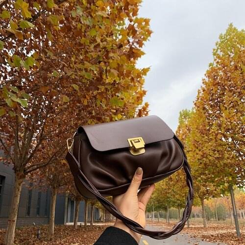 Luxury Women Shoulder Bags Crossbody Casual Messenger Satchel Leather Fashion Designer Retro Folds Handbag