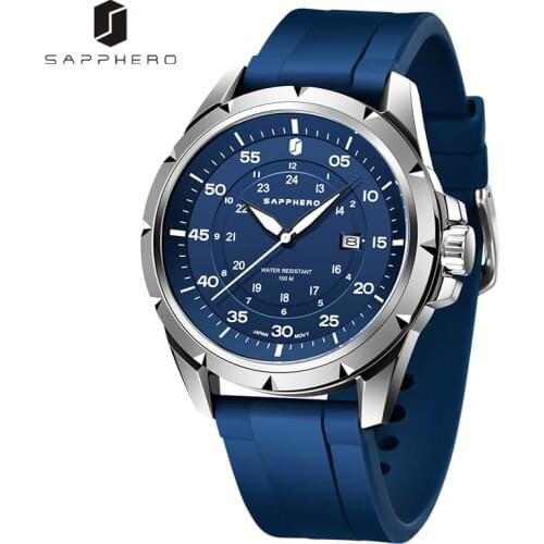 SAPPHERO Mens Watch 100M Waterproof Quartz Movement Silicone Strap Minimalist Advanced Formal Wristwatch Classic Business Clock