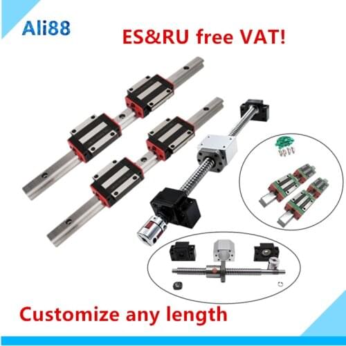 Best price ball screw SFU1605 & 2Pcs linear guide HGR20 any lenght+4 pcs linear bearing HGH20CA & BK12BF12 &+coupler