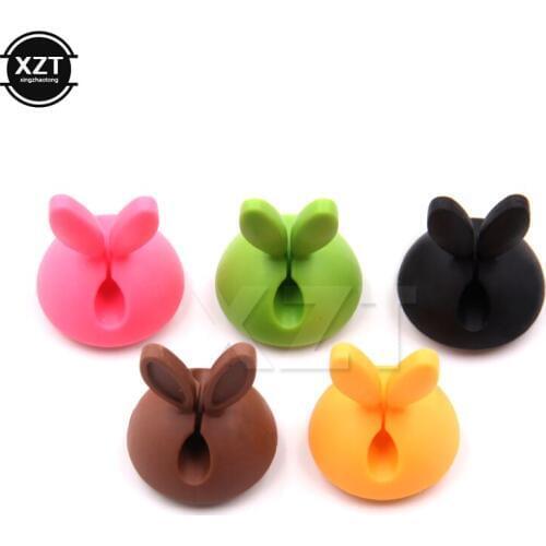 1pcs Rabbit Ear Silicone Desktop Winder Cable Organizer Cable Home Office Computer Headphone Bobbin Wires Holder