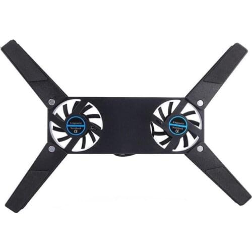 Laptop Desk Support Dual Cooling Fan Notebook Computer Black Holder Stand Foldable Rack USB G9P6
