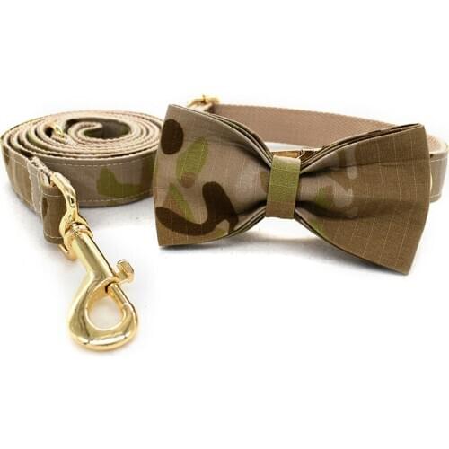 Custom free engrave name ID dog collar Camouflage Dog Collar Personalized Dog Collar Leash With Gold Metal Buckle