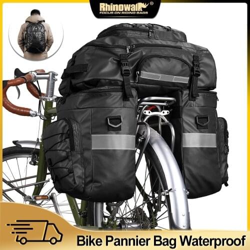Rhinowalk Upgrade 3 in 1 Bike Bags Rear Seat Trunk-Bag Waterproof Bicycle Pannier 65L MTB Cycling Luggage Multifunction Backpack