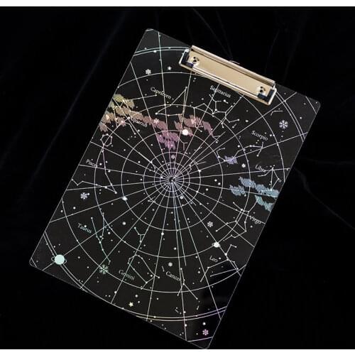 Creative Acryl Transparent Star Sky File Clip Board North Star Map A4 Test Paper Clip Writing Pad Paint Pad Board File Fold