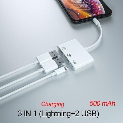 USB OTG Adapter For iPhone iPad iOS14 Lightning to USB 3.0 spliter U-Disk Mouse Keyboard Converter Lightning to Camera Adapter