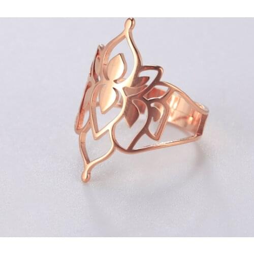 COOLTIME Stainless Steel Rings For Women Buddha Vintage Lotus Flower Ring Men Flower of Paradise Wedding Gift Couple Rings Femme