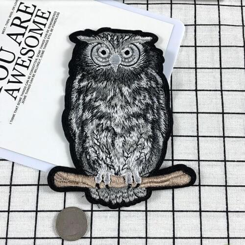 High Quality Black Owl Embroidery Badges for Clothing Sew On Punk Animal Patches DIY Custom Birds Appliques On Coat Bag Parches