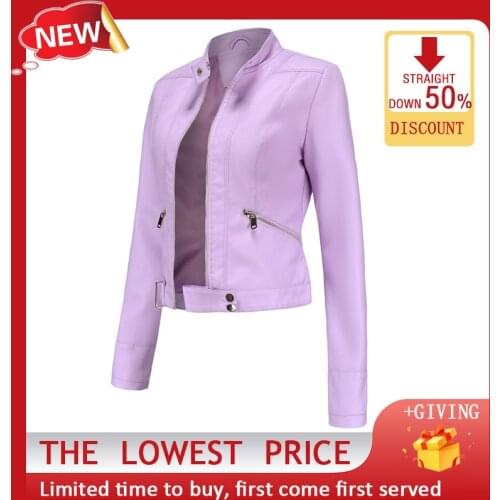 Womens Leather Jacket Spring and Autumn Short PU Leather Jacket Fashion Slim Top Motorcycle Riding Clothes 2021 New Short Coat