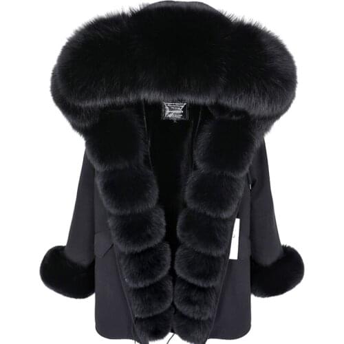 2021 7XL Women Natural Real Fox Fur Jacket Real Fox Fur Collar Cuff Hooded Coat Long Parka Long Camouflage Winter Coat