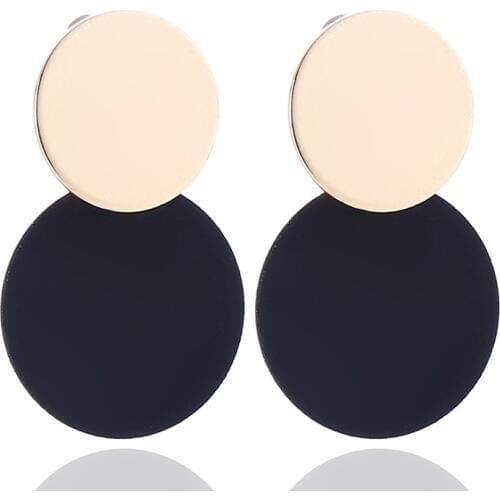 Trendy Gold Geometric Round Stud Earrings for Women Vintage Punk Sequin Statement Earring Jewelry Brincos Gifts New SP104
