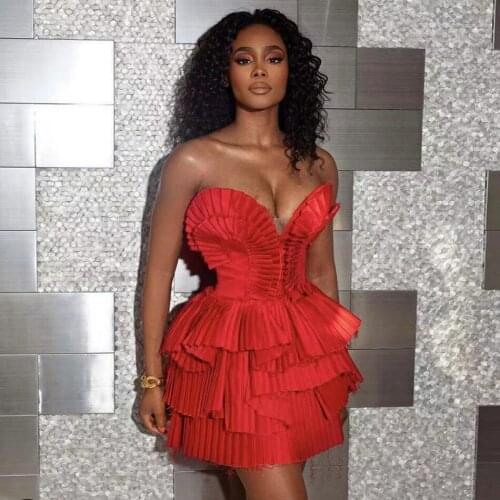 Womens Dress Sexy Sleeveless V Neck 2021 New Fashion Designer Dress Autumn Cascading Ruffle Ball Gown Party Dresses