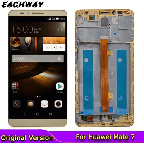 Original for Huawei mate 7 LCD Display Touch Screen Digitizer Replacement mate7 Screen with Frame For 6.0" Huawei mate 7 LCD