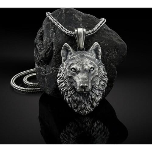 Zodiac Jewelry on the neck hip-hop wolf head pendant necklaces for women punk animal Mens chain necklace Accessories
