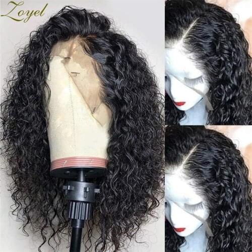 Zoyel Long Kinky Curly Hair Synthetic Lace Front Wig for Black Women Lace Front Wig Gluless Heat Resistant Natural Hairline