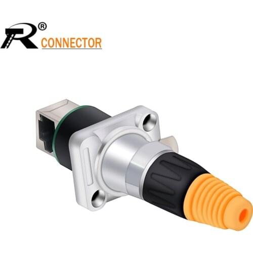 1Pc RJ45 Aviation Female Socket+ Panel Mount Chassis Male Connector 8p8c for Audio Computer Network Converter 90° Right Angle