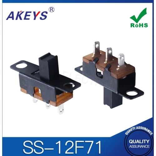 10PCS SS-12F71 1P2T Single pole double throw 2 Position slide switch 3 pin verticle type pin with holes