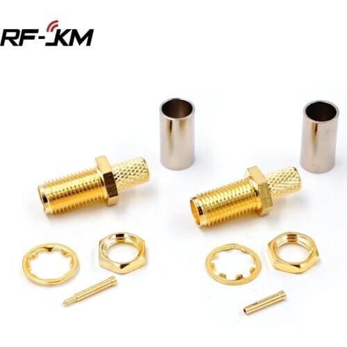 10PCS SMA Female Adapter RF Connector SMA Female Jack Crimping for RG58 RG142 RG400 LMR195 Cable Wire SMA Connector Adapter