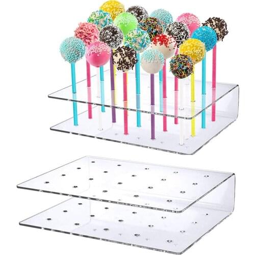 2Pcs Cake Pop Stand 20 Hole Durable Acrylic Lollipop Holder Store Candies Or Cake Pops For Wedding Party Family Events
