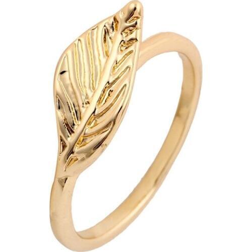 2017 Hot Sales Exquisite Nature Plant Anillos Jewelry Gold Silver Color Simple Leaf Textured Rings Bridesmaid Gift for Women