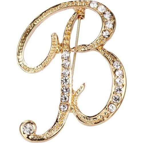 2021 New Metal Crystal English Letter Word Brooch Lapel Pina Suit Shirt Collar Pins Brooches For Women Men Friends Accessories