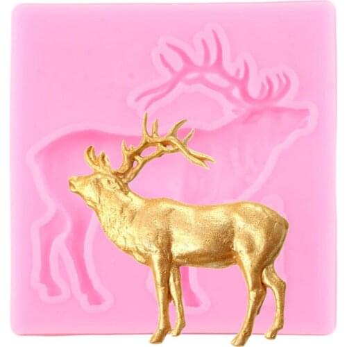 3D Deer Silicone Mold Christmas Candy Clay Fondant Molds Chocolate Cake Decorating Tools DIY Cupcake Mould Kitchen Baking Moulds