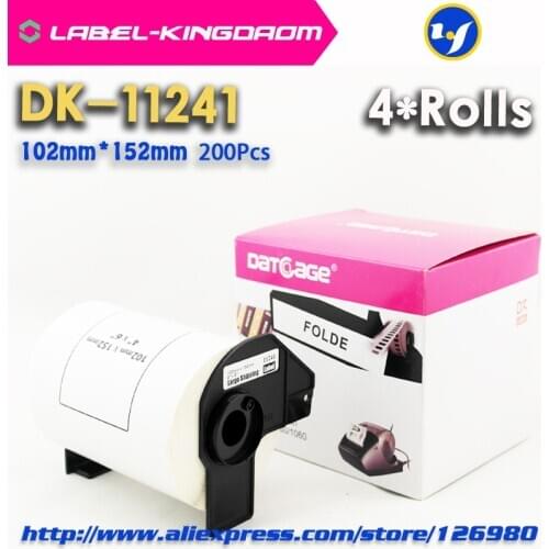 4 Rolls Generic DK-11241 Label 102*152mm 200Pcs Compatible for Brother Label Printer QL-1050/1060N All Come With Plastic Holder