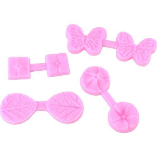 4 Pcs Butterfly Leaf Fondant Cake Silicone Mold Embossing Cake Decorating Tool Silicone Fondant Mold for Bakeware Tools