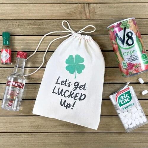 5 pieces St. Patricks Day Lets Get Lucked Up Survival Recovery Emergency Kit Party Favor gift Bag table centerpiece decoration