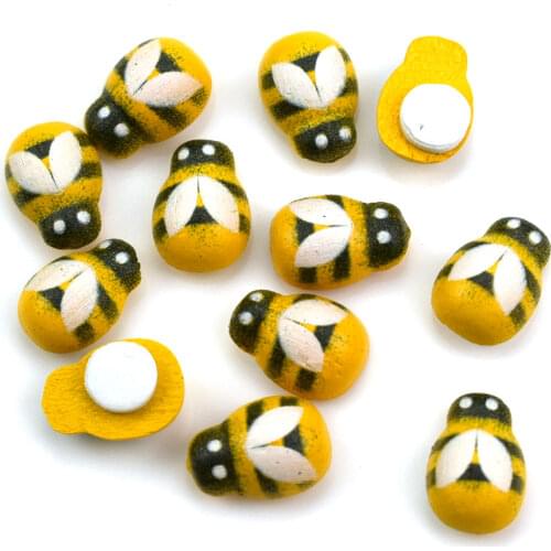 50pcs Yellow Wood Glue Buttons Crafts Scrapbooking Decor Self-paste Wooden Embellishments Miniatures Garden Decor