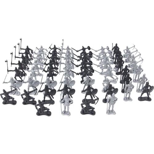 60pcs/pack Knight Free Standing Children Gift Military Figures Model Medieval War Attack Kids Toy Static Durable Ancient Soldier