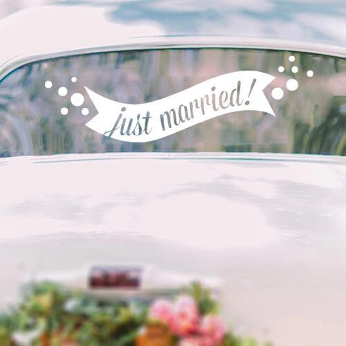 Just Married Banner Car Sticker Wedding Decor Beauty Fashion Wedding Poster Mural Decals Decor Poster Mural LX149