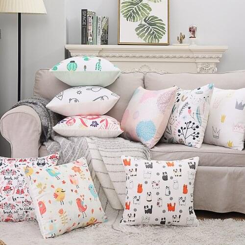 Free Shipping 40/45/50/55/60/65cm Polyester Soft Velour Flower And Cartoon Printing Cushion Cover HT-PSVPC-A/B