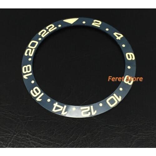 BLIGER 38MM High quality blue Ceramic Bezel yellow Marks Watch Bezel Inset Fit 40MM Watch CASE SUB Automatic Movement Watch