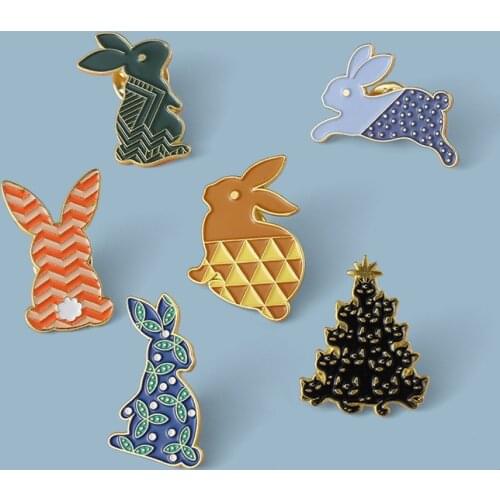 New animal series cartoon cute rabbit shape paint brooch badge wholesale