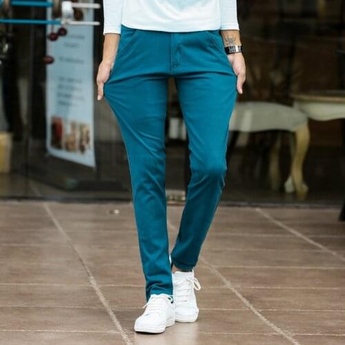 2020 Men Pants Slim Fit Black Red Pantalon Hombre Straight Casual Men Pants Summer Cotton Chinos Male Trousers Office
