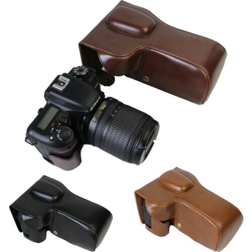 PU Leather Camera Case Cover For Nikon D7500 18-150mm Lens Protective Shell Pouch Black Brown Coffee