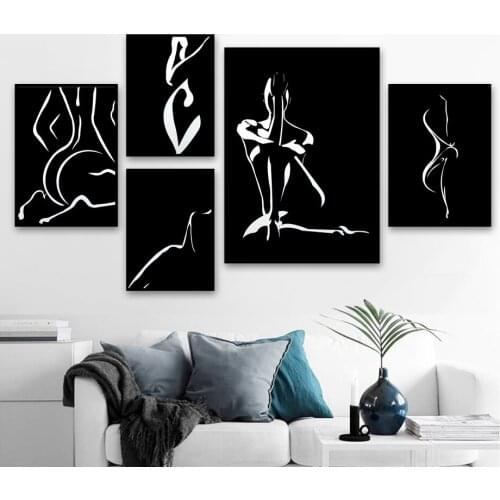 Black White Sexy Woman Body Art Modern Wall Art Canvas Painting Nordic Posters And Prints Wall Pictures For Living Room Decor