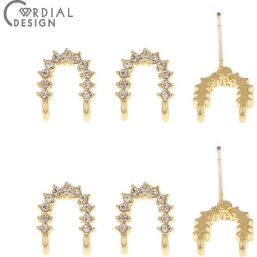 Cordial Design 100Pcs 9*11MM Jewelry Accessories/Geometry Shape/DIY Making/Rhinestone Earrings Stud/Jewelry Findings Components