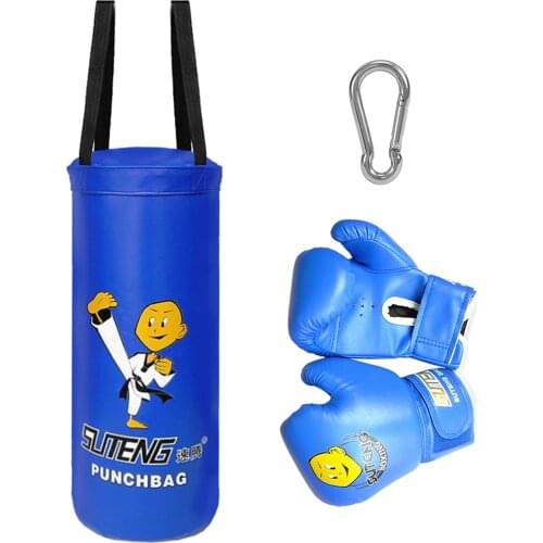 Kids Punch Bag Gloves Boxing Hanging Punch Bag with Gloves Kick Boxing Bag and Training Gloves Youth Muay Thai Punching Bag Mitt