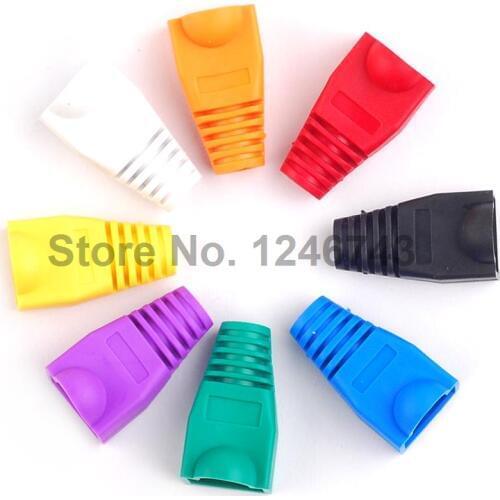 40PCS RJ45 Connector Caps cat5 cat5e cat6 Multicolour Sheath Protective Sleeve for Network Connectors Ethernet Cable 8 Color*5pc