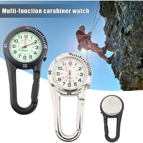 Carabiner Fluorescent Dial Safety Buckle Rock Climbing Backpack Buckle Belt Clip-on Quartz Watch Night Light Alloy Unisex Fob Wa
