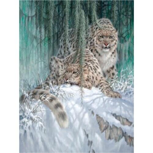 5D DIY Snow Leopard Animal Diamond Painting Square Round Rhinestone Hobby Crafts Mosaic Handmade Gifts Cross Stitch Home Decorat