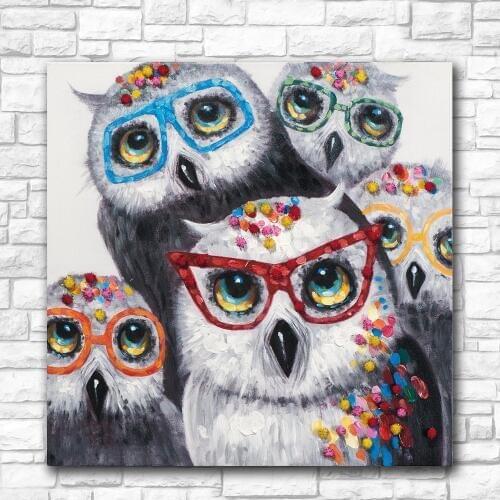 Oil Painting Picture owls-pop-art Wall Decor Painted Wall Art Canvas Printed Living Room Painting Wall Art Pictures No Frame