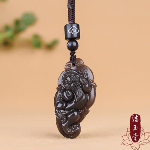 Chinese Natural Brown Jade Leaf Pixiu Pendant Necklace Hand-carved Charm Jadeite Jewelry Fashion Amulet Gifts for Women Men
