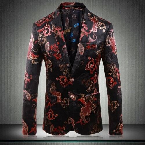 Classic Luxury Blazer Male Single Breasted Toastmaster Party Mens Blazers Casual England Style Slim Fit Flower Blazers For Man