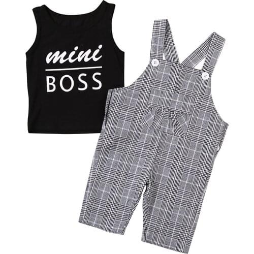 Baby Boy Letter Mini Boss Clothign Set Fashon Infant Baby Clothing Set Summer 2 Pcs Set 0-5 Years